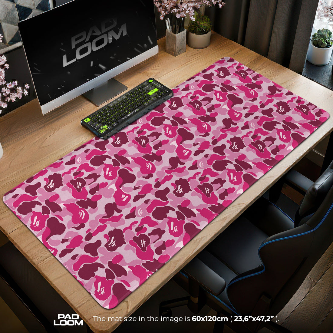 Bape Mouse Pad - Pink Camo Sneakerhead Gaming Desk Mat Padloom