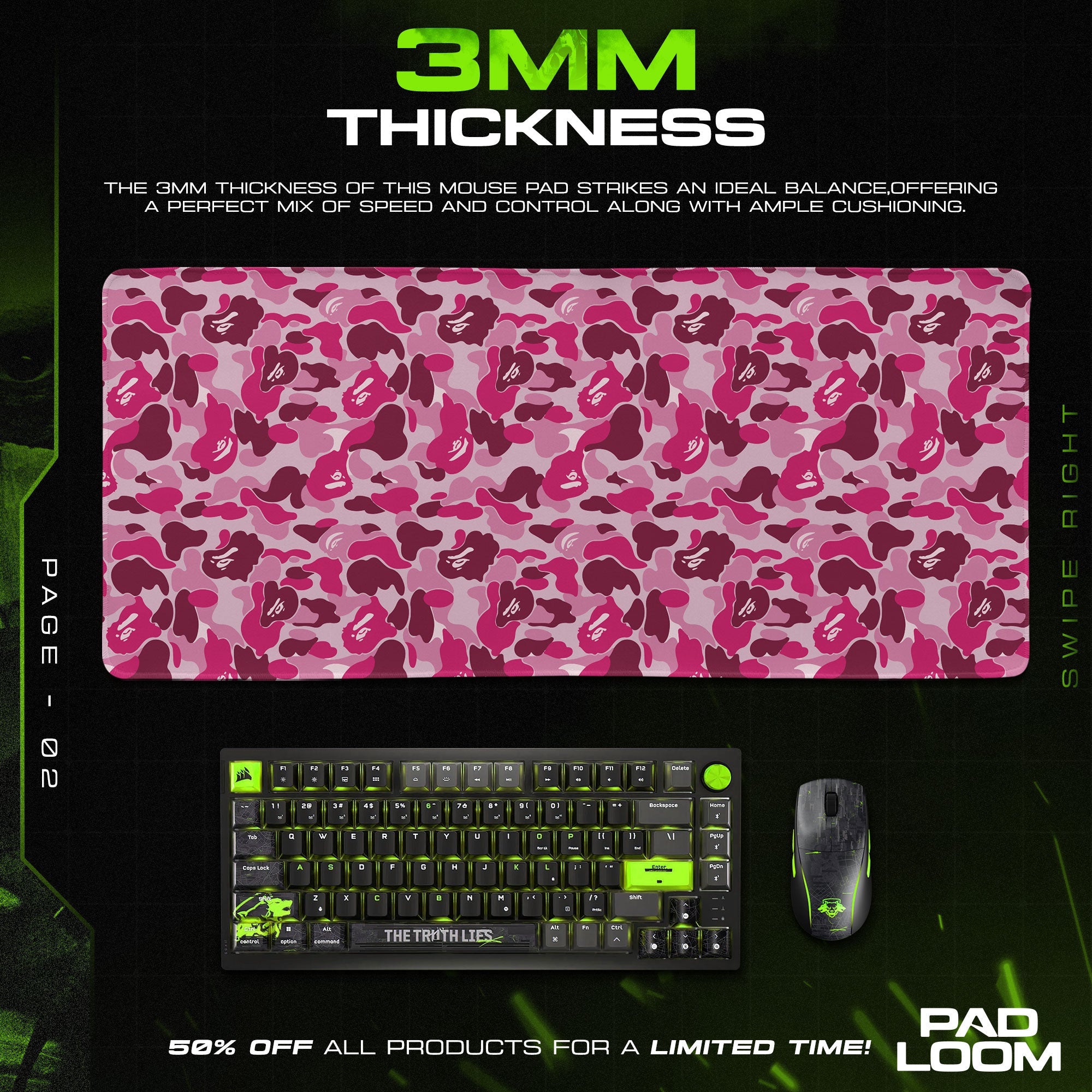 Bape Mouse Pad - Pink Camo Sneakerhead Gaming Desk Mat Padloom