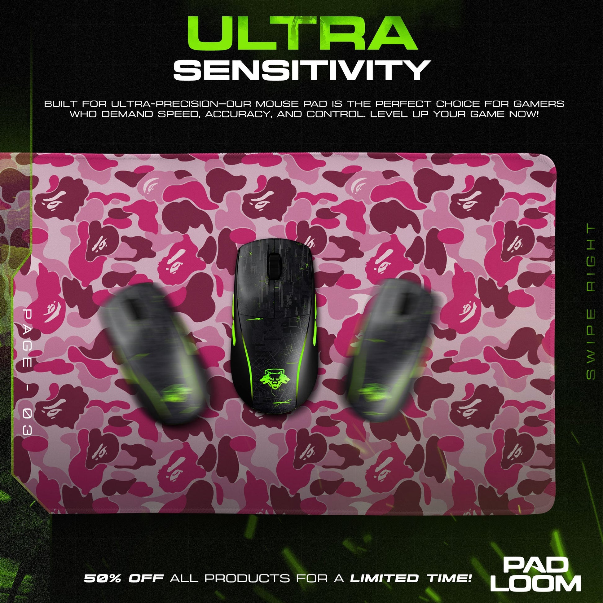 Bape Mouse Pad - Pink Camo Sneakerhead Gaming Desk Mat Padloom