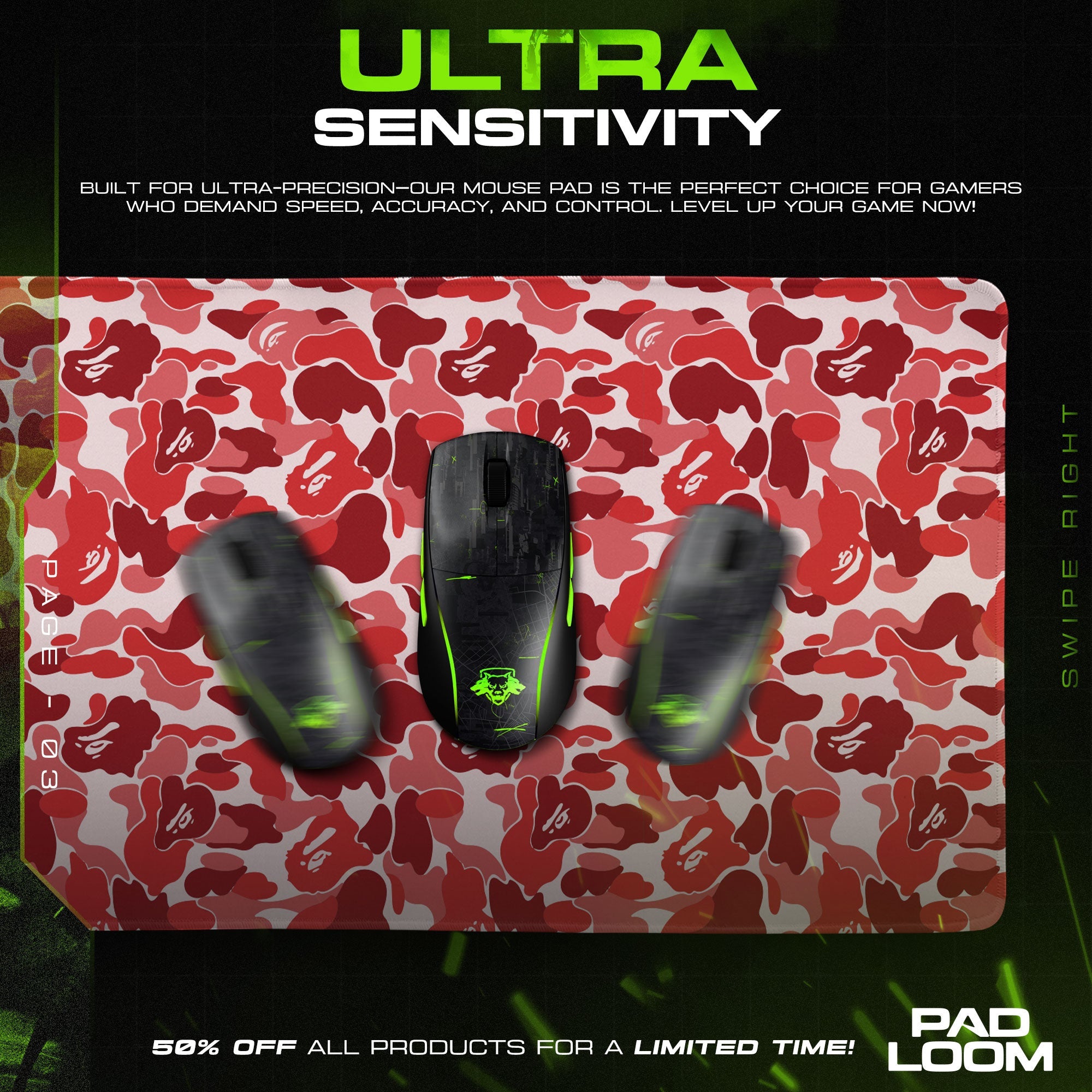 Bape Mouse Pad - Red Camo Hypebeast Gaming Desk Mat Padloom