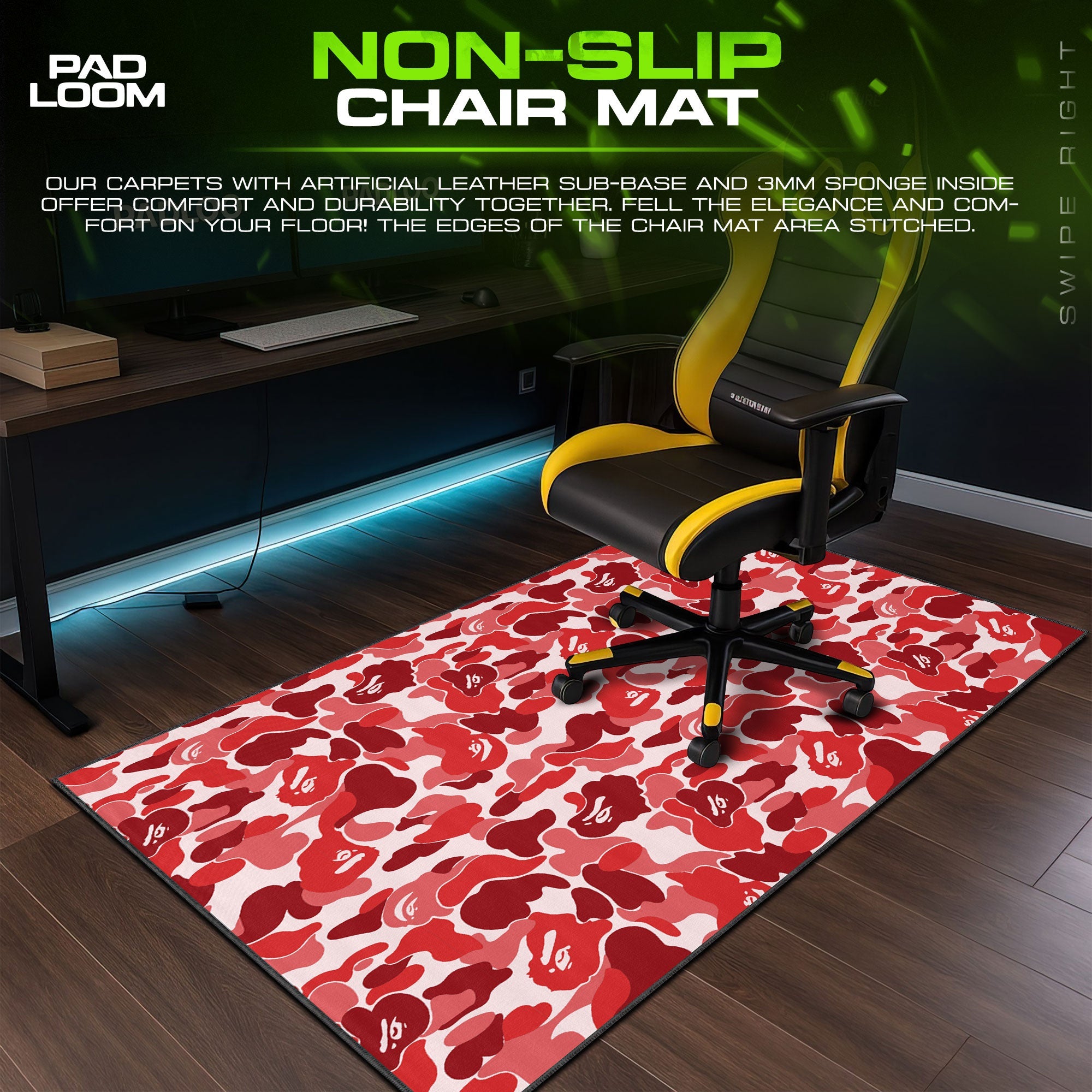 Bape Mouse Pad - Red Camo Hypebeast Gaming Desk Mat Padloom