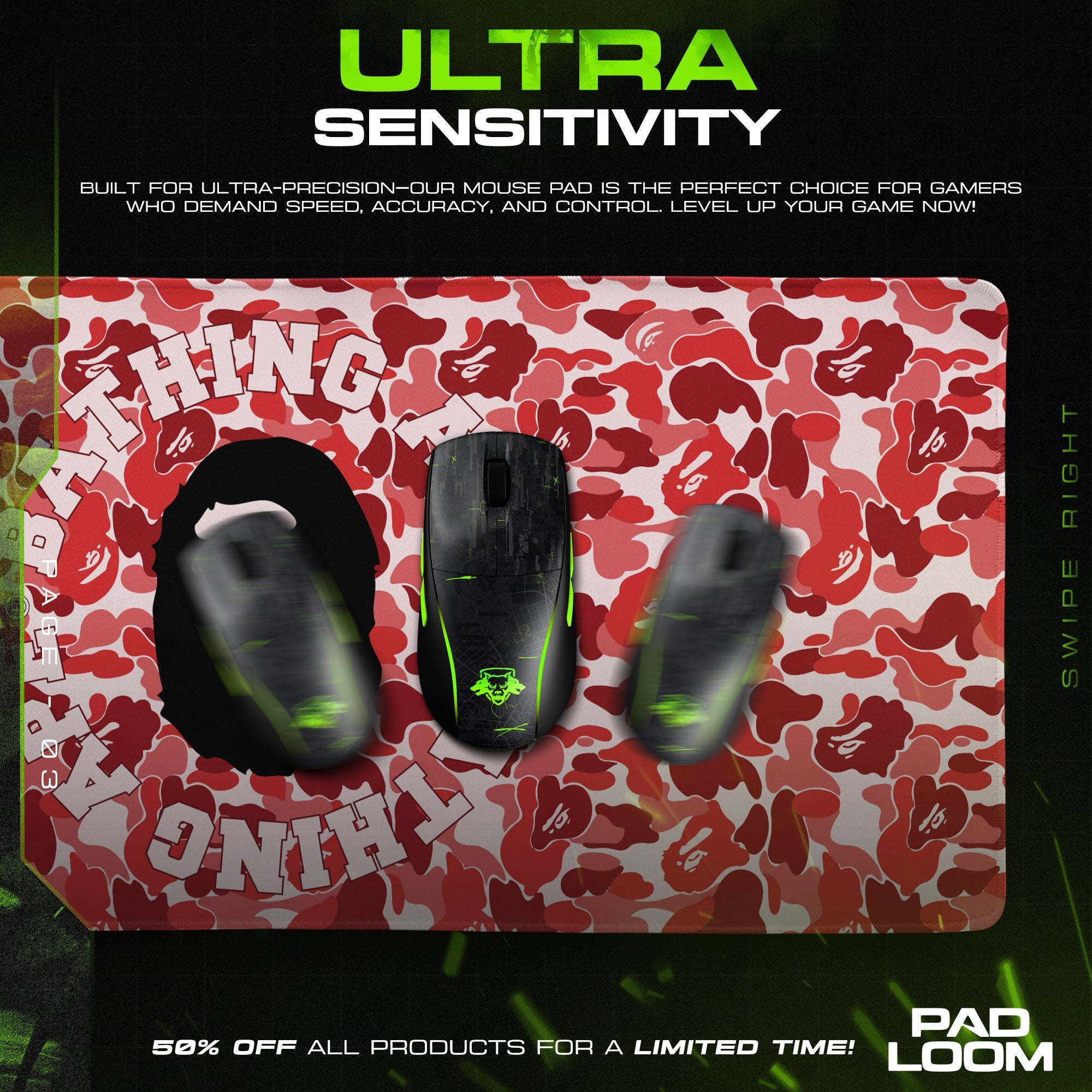 Bape Mouse Pad - Red Camo Streetwear Gaming Desk Mat Padloom