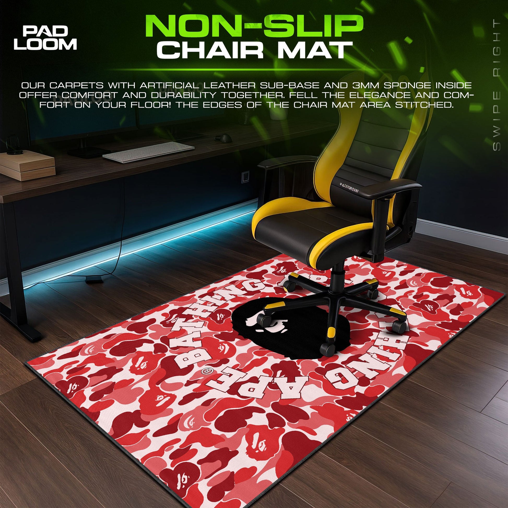 Bape Mouse Pad - Red Camo Streetwear Gaming Desk Mat Padloom