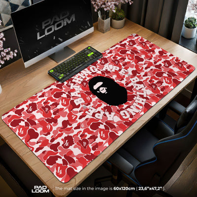 Bape Mouse Pad - Red Camo Streetwear Gaming Desk Mat