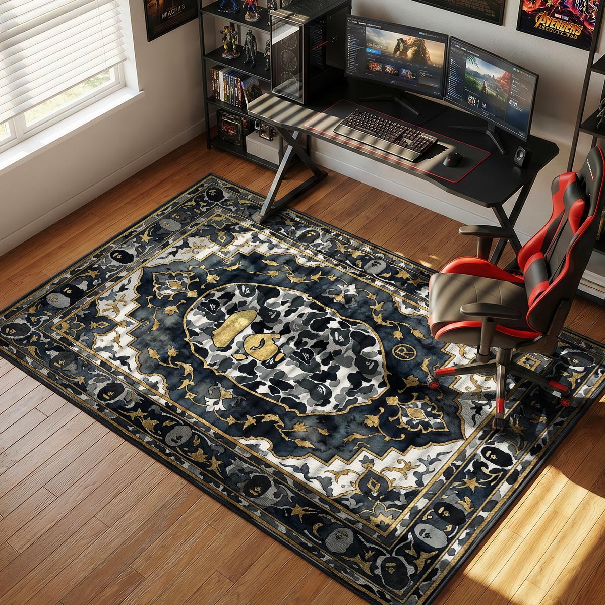 BAPE Navy Camo Persian Streetwear Floor rug — main product view