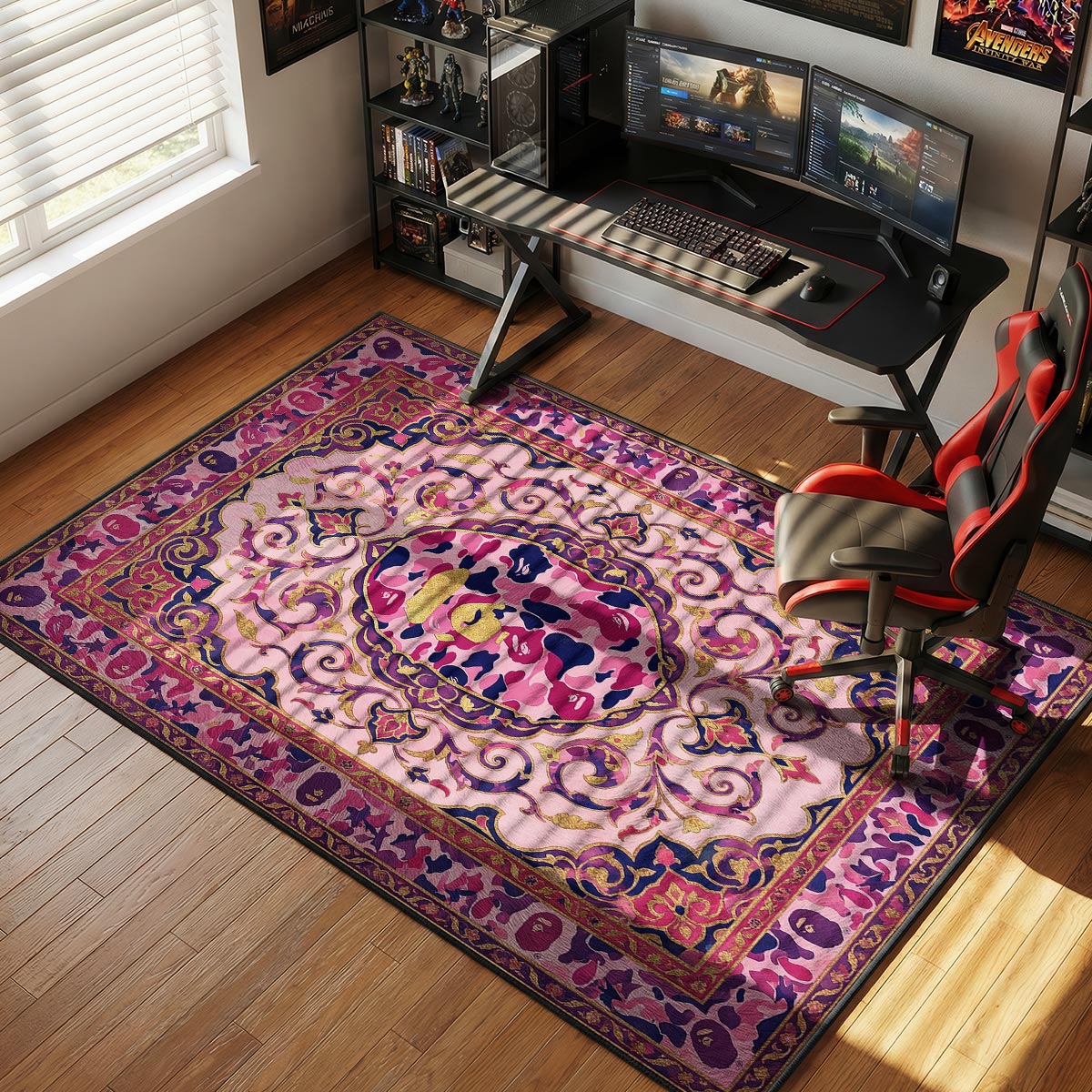 BAPE Pink Camo Persian Streetwear Floor rug — main product view