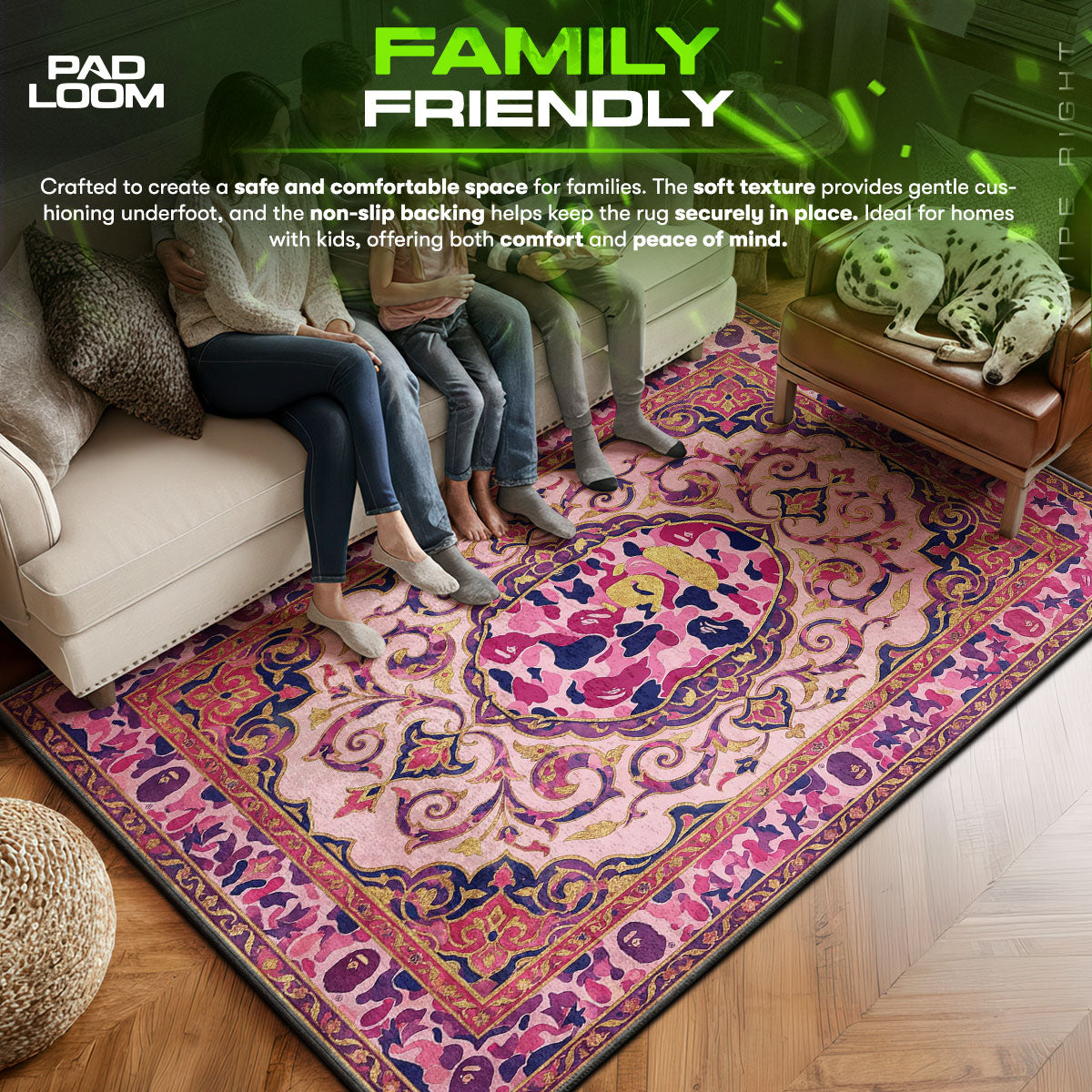BAPE area rug showing full home decor artwork