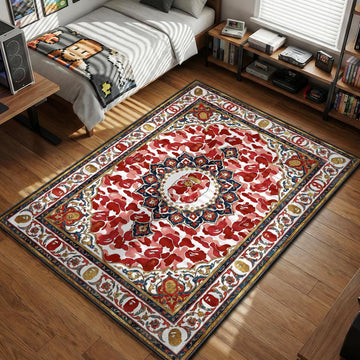 BAPE Red Camo Persian Medallion Red Gold Blue hypebeast area rug