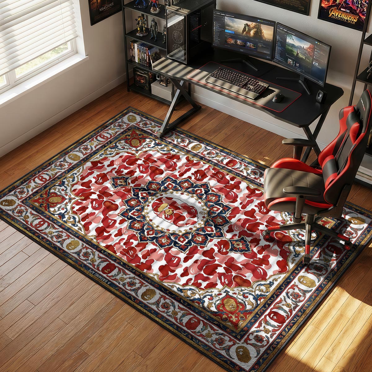 BAPE Red Camo Persian Hypebeast Floor rug — main product view
