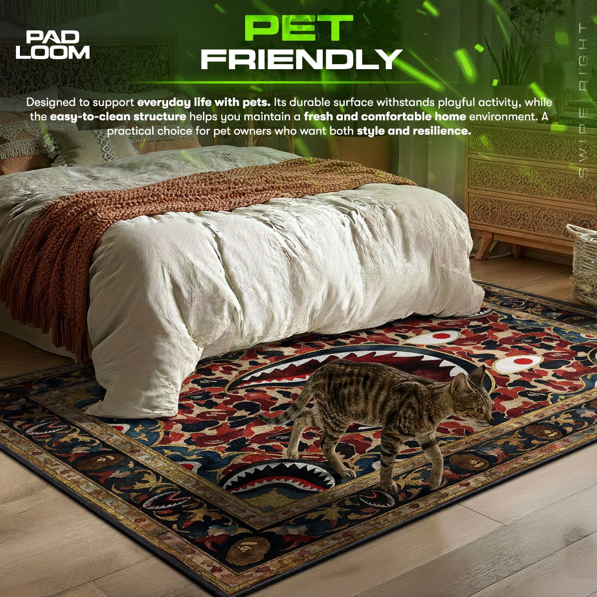 BAPE Persian Shark Rug - Hypebeast Floor Mat