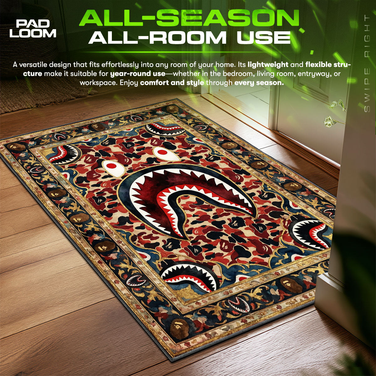 BAPE Persian Shark Rug - Hypebeast Floor Mat