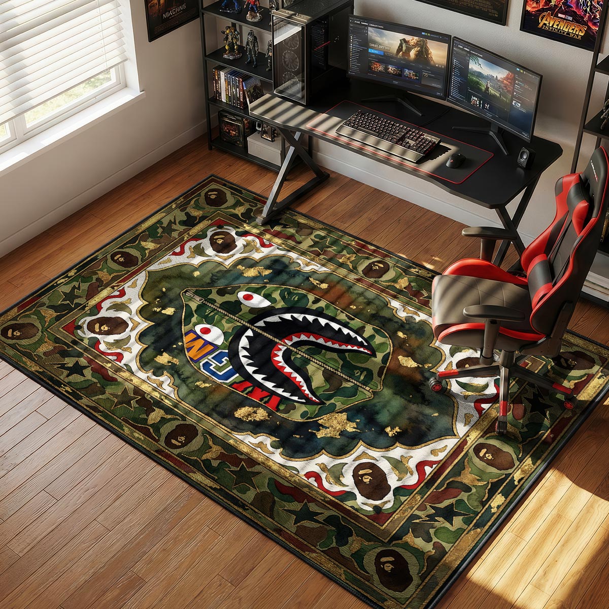 BAPE Shark Camo Streetwear Floor rug — main product view