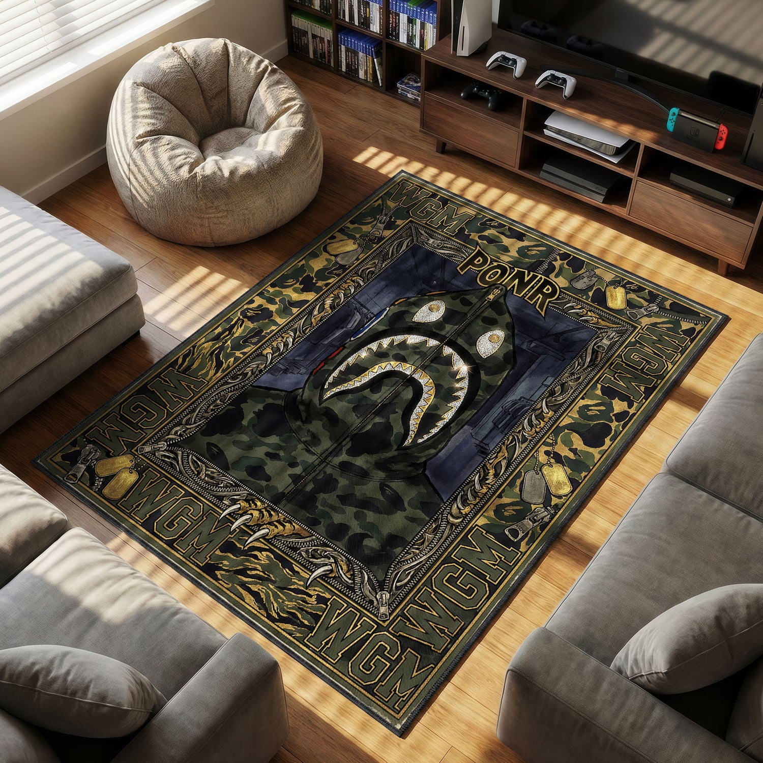 Streetwear character design printed on rug
