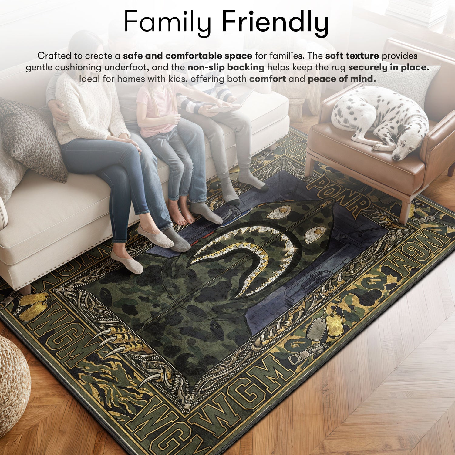 Bape Shark Camo Streetwear fan rug — premium quality print