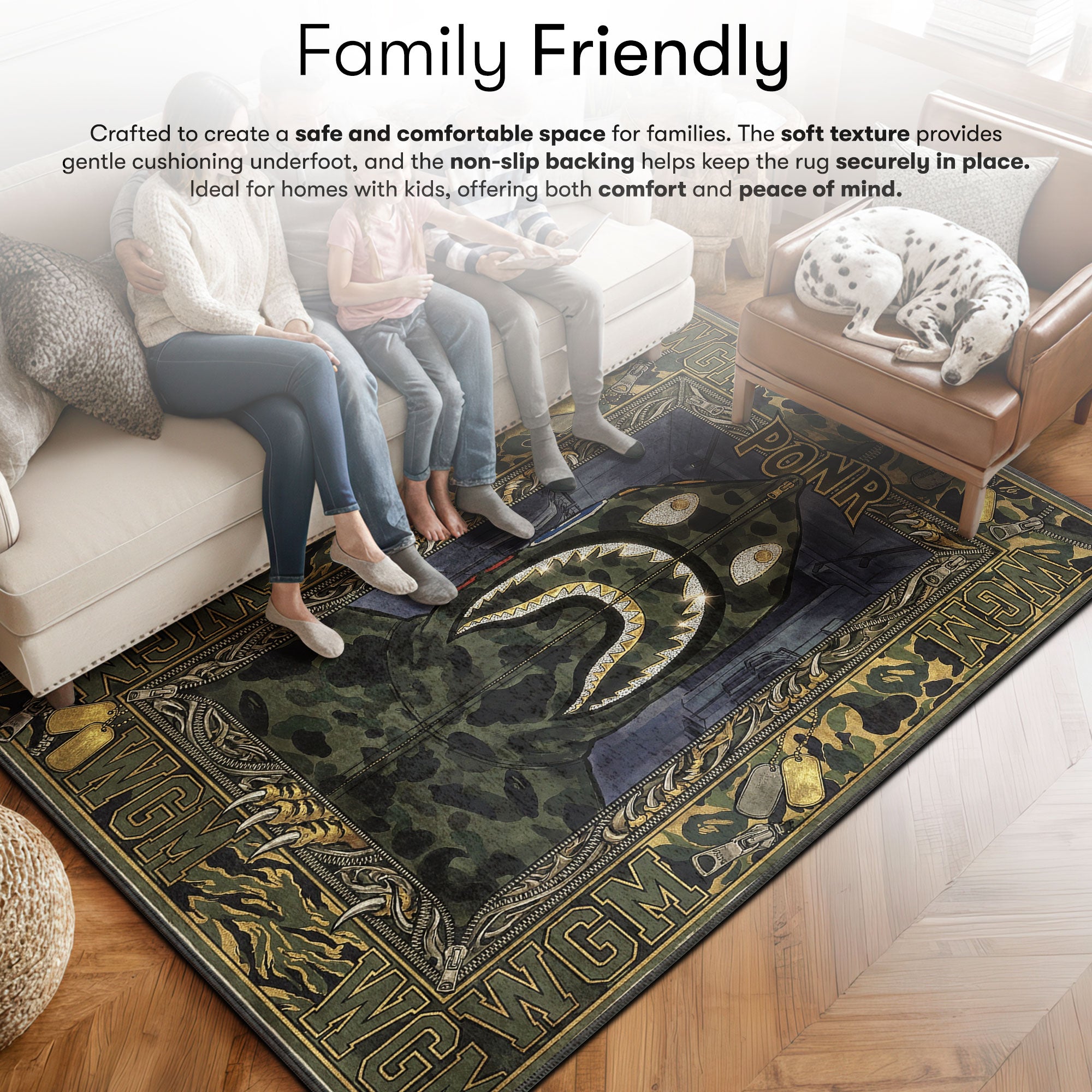 Bape Shark Camo Streetwear fan rug — premium quality print