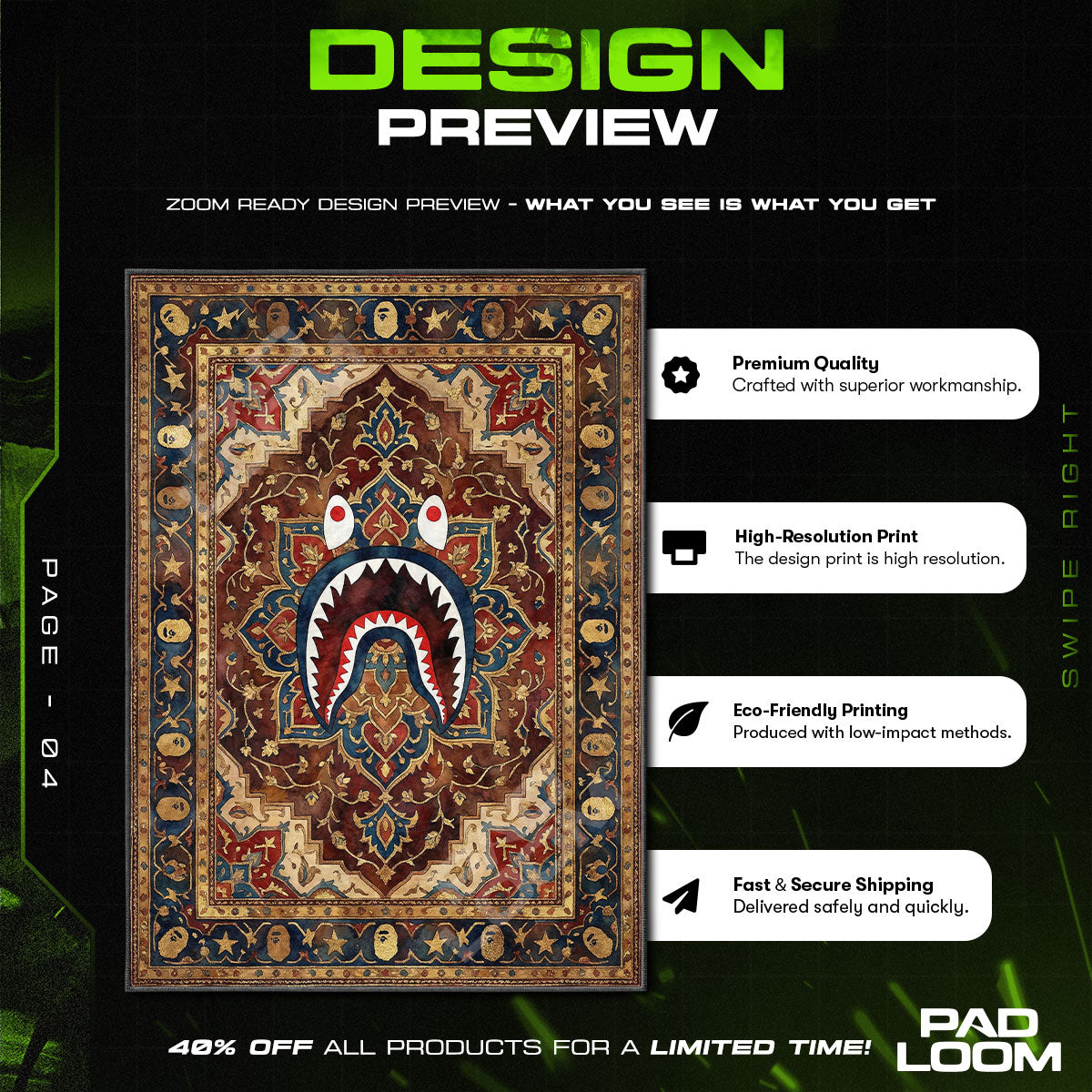 BAPE Shark Persian Rug - Hypebeast Floor Mat