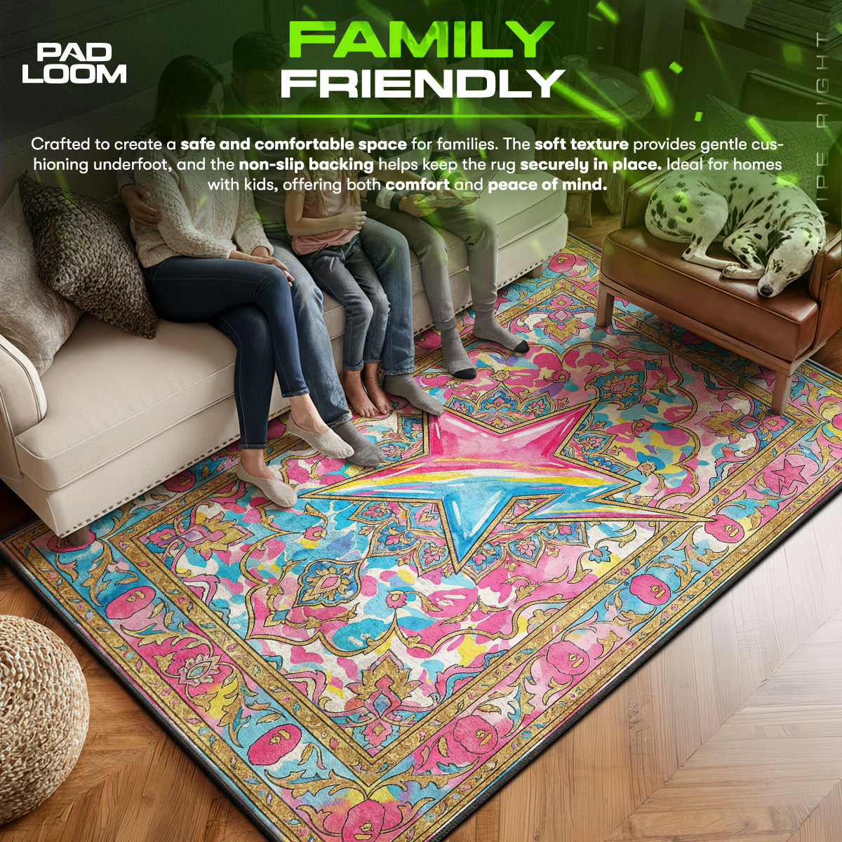 BAPE area rug showing full home decor artwork