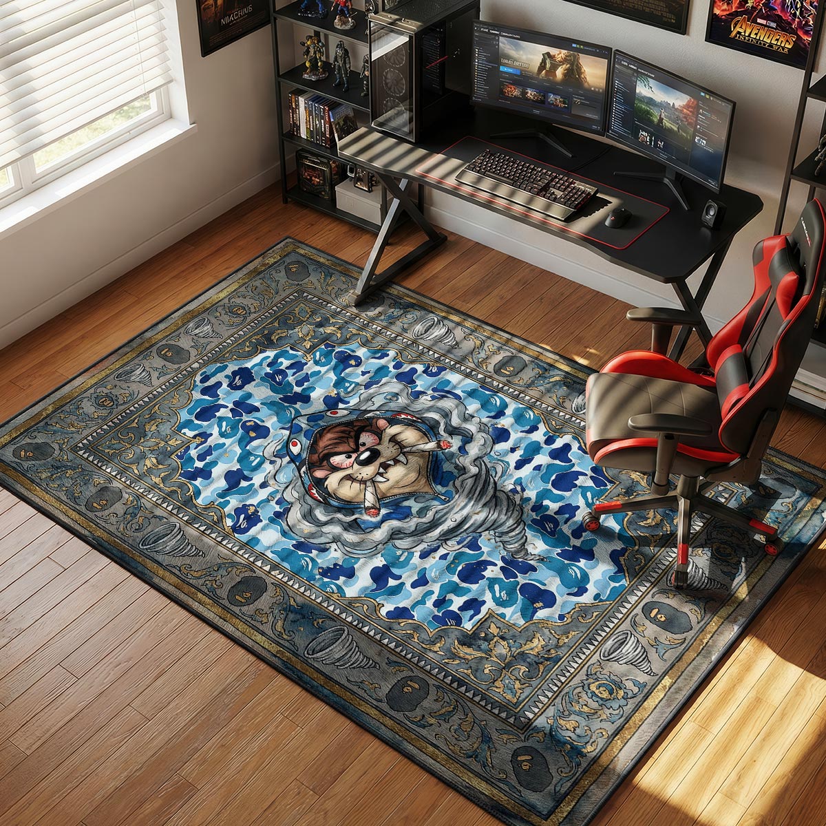 BAPE Taz Blue Camo Hypebeast Floor rug — main product view