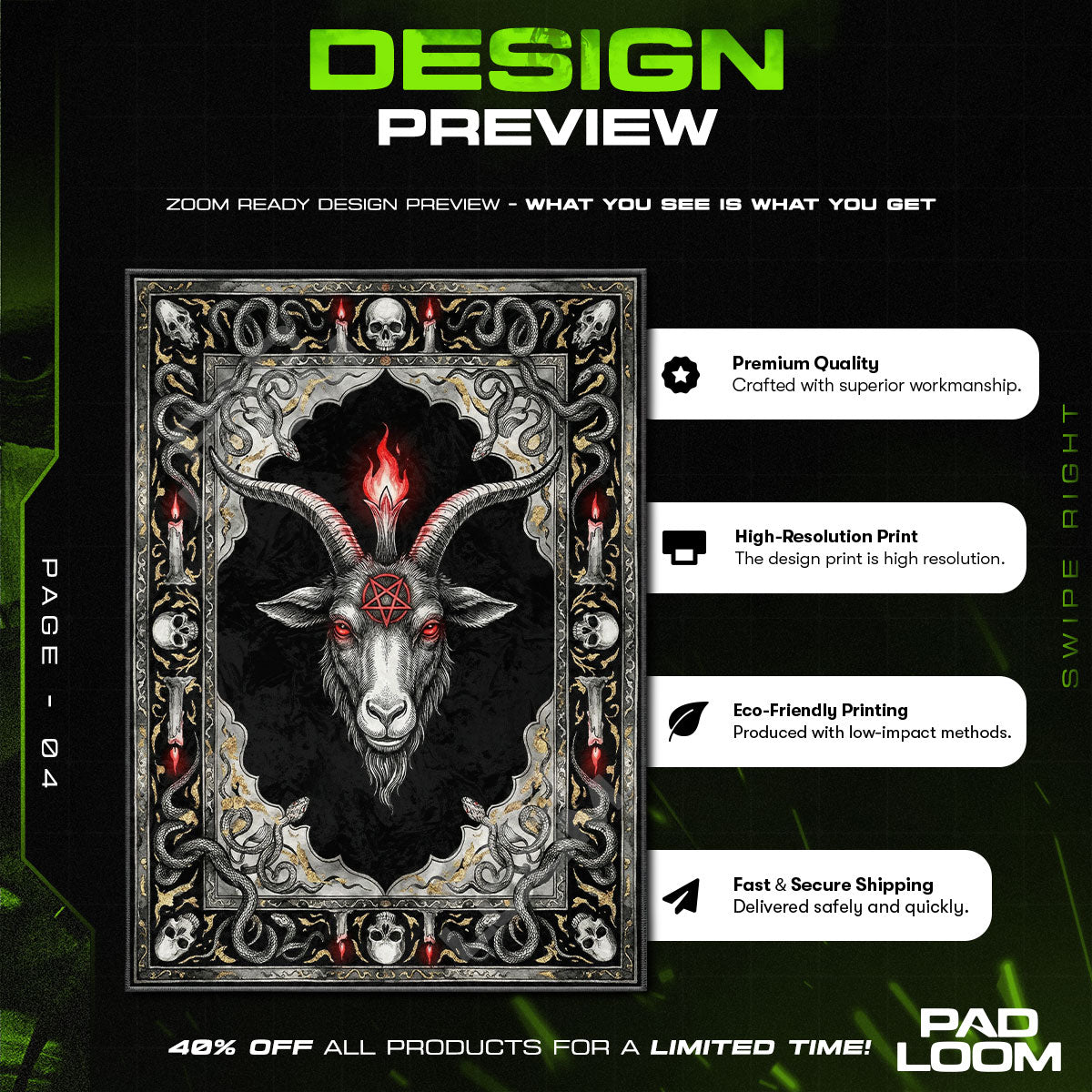 Baphomet Flame Occult Area rug — main product view