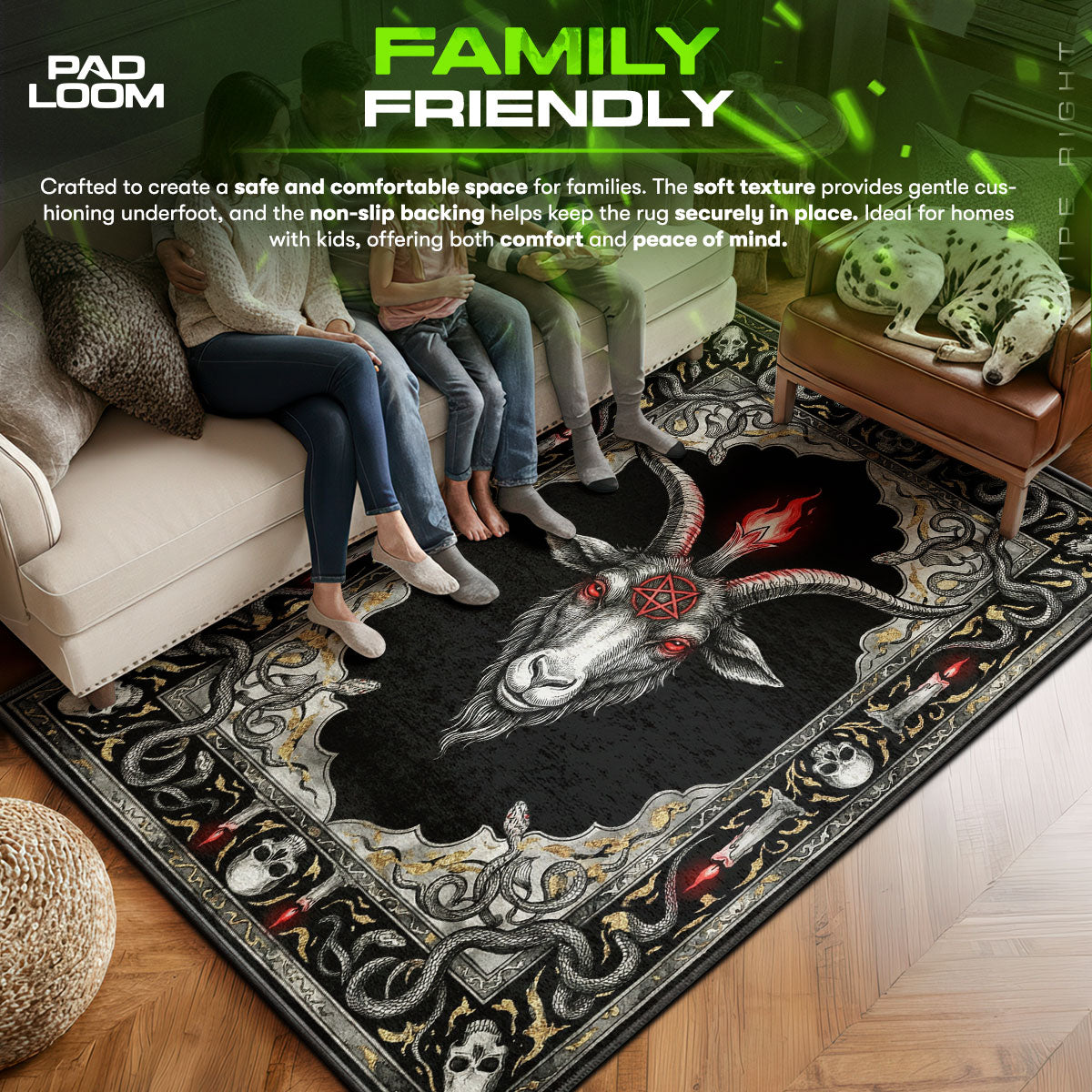 Area character design printed on rug