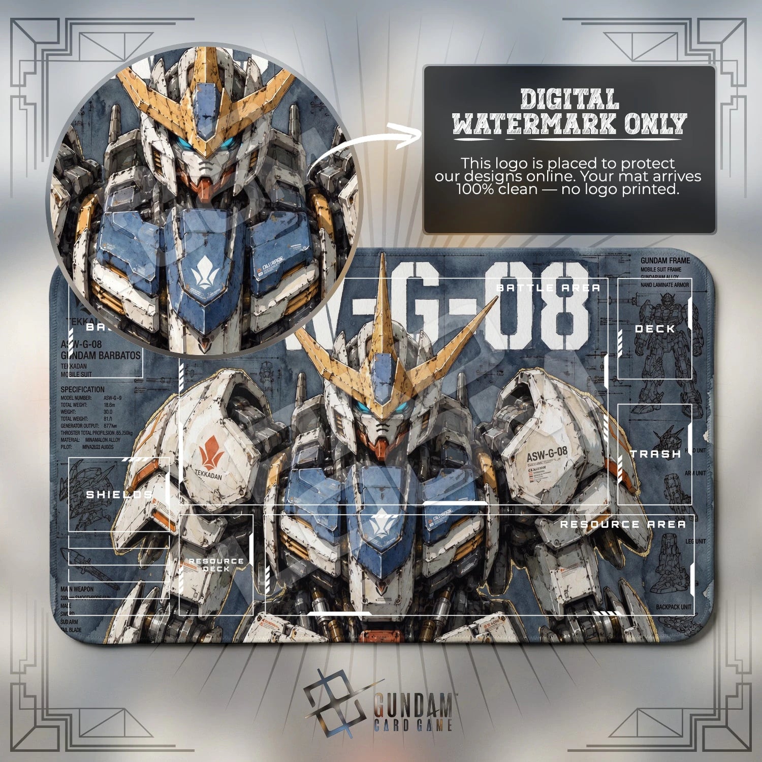 Barbatos ASW-G-08 Playmat - Gundam TCG Card Game Mat
