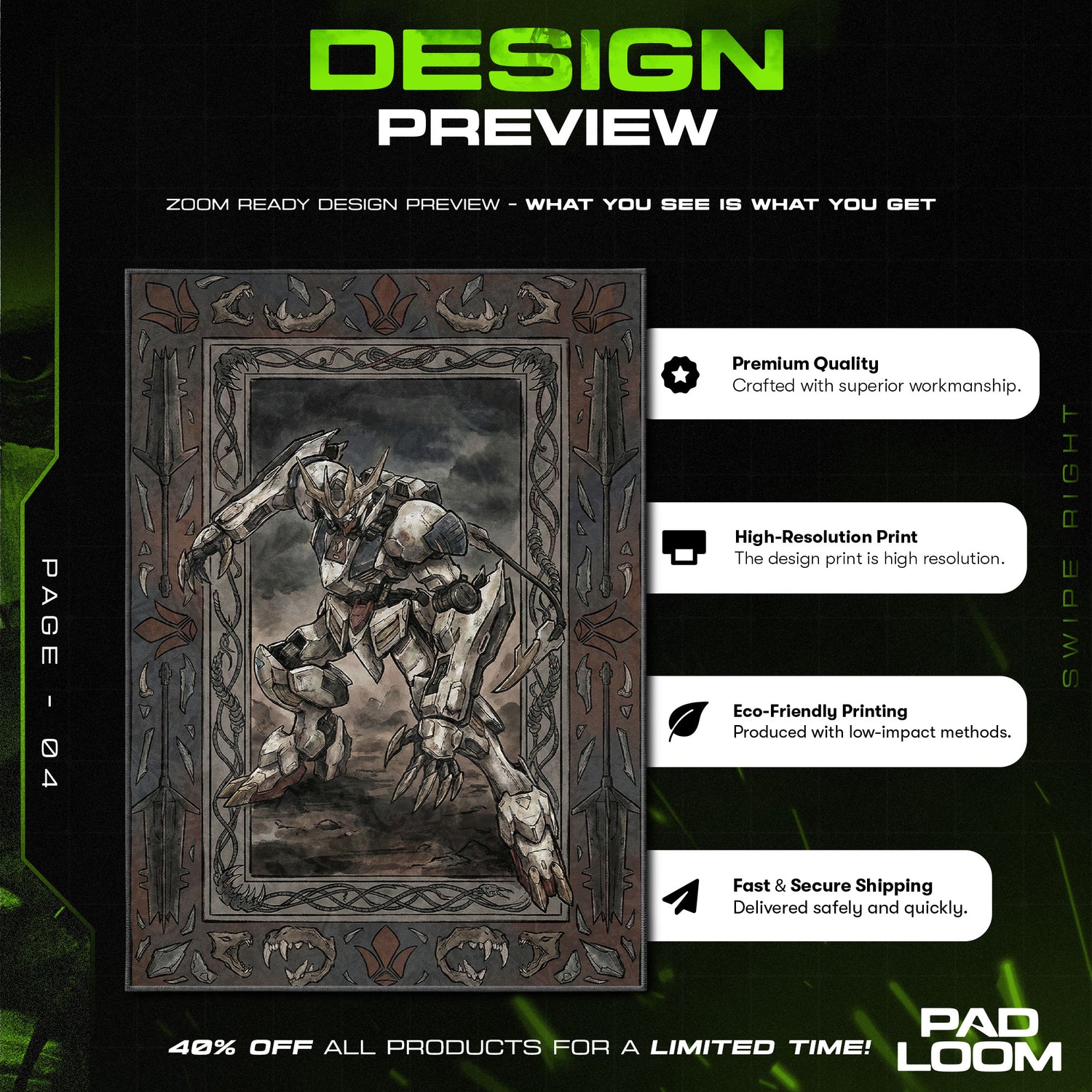 Chair character design printed on rug