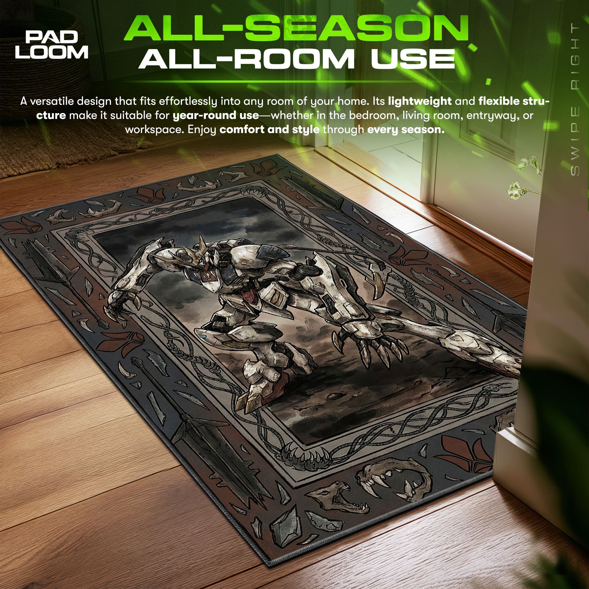 Barbatos Lupus Rex Savage Tapestry Gundam IBO Chair fan rug — premium quality print