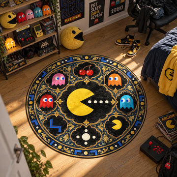 Baroque Ghosts Round Rug - Pac-Man Chair Mat