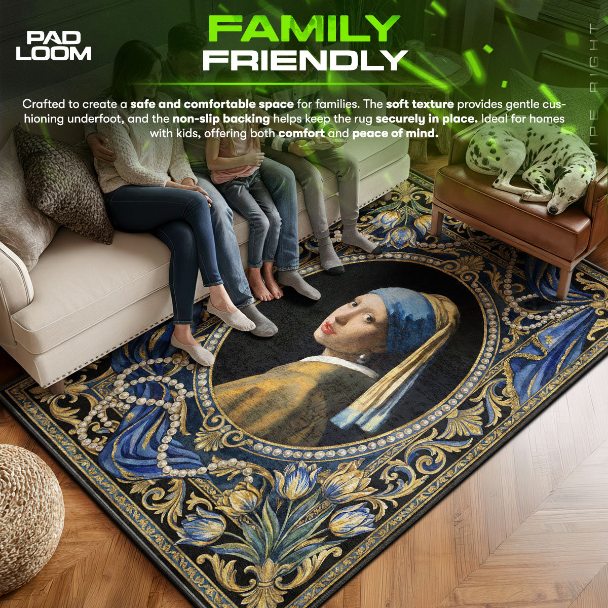 Area character design printed on rug