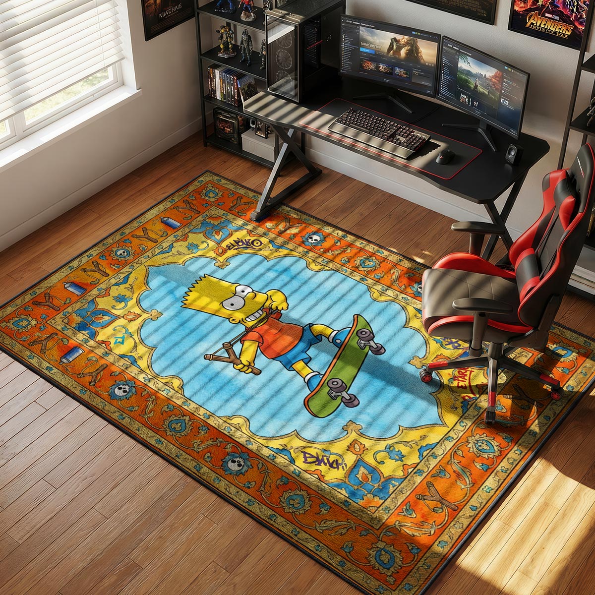 Bart Slingshot Skater Simpsons Room rug — main product view