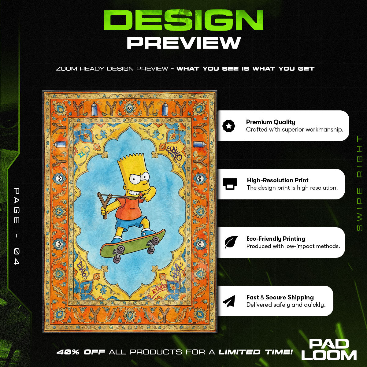 Room character design printed on rug