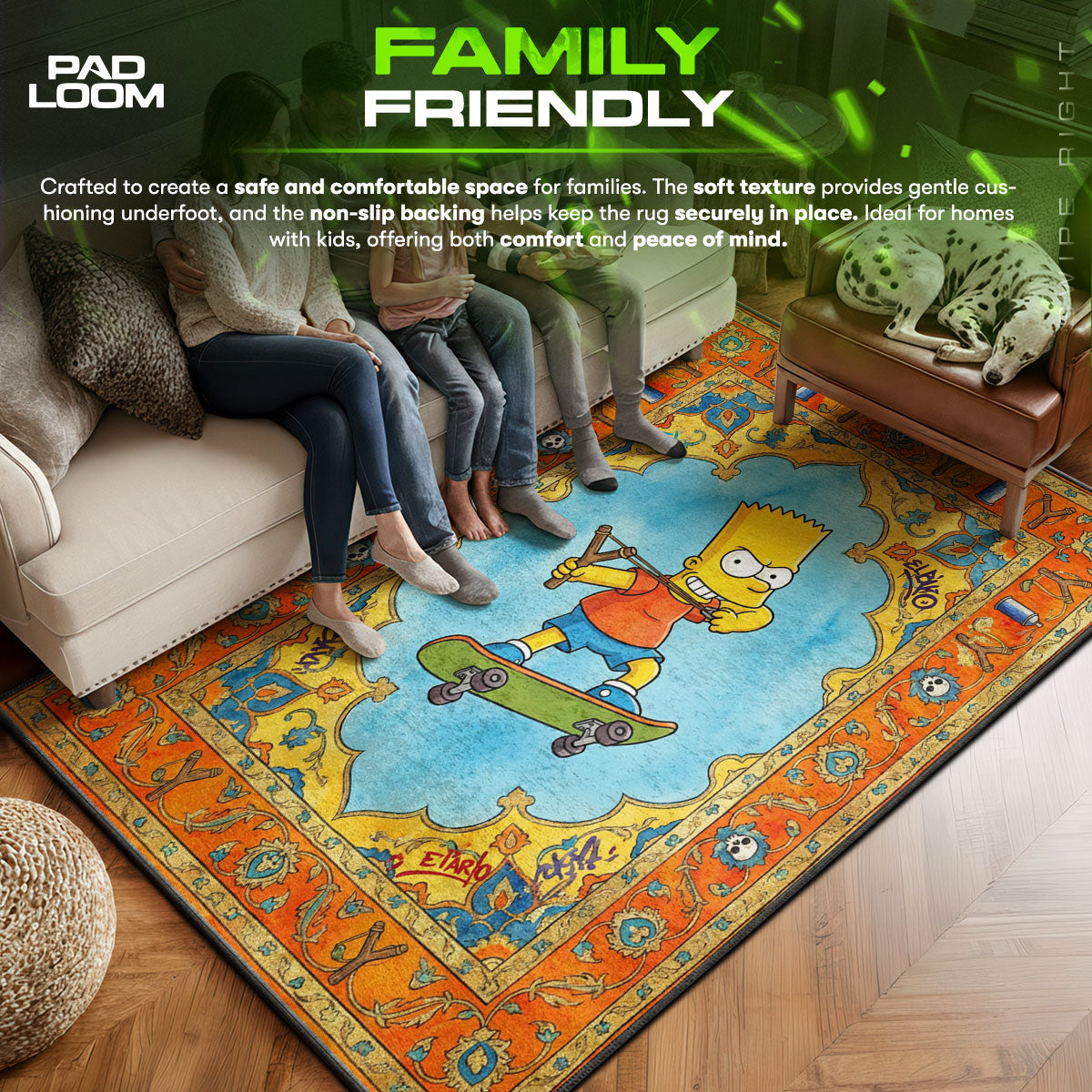 Bart area rug showing full home decor artwork