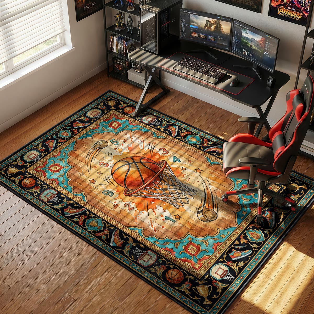 Basketball Slam Dunk Rug – Kids Sports Room Decor