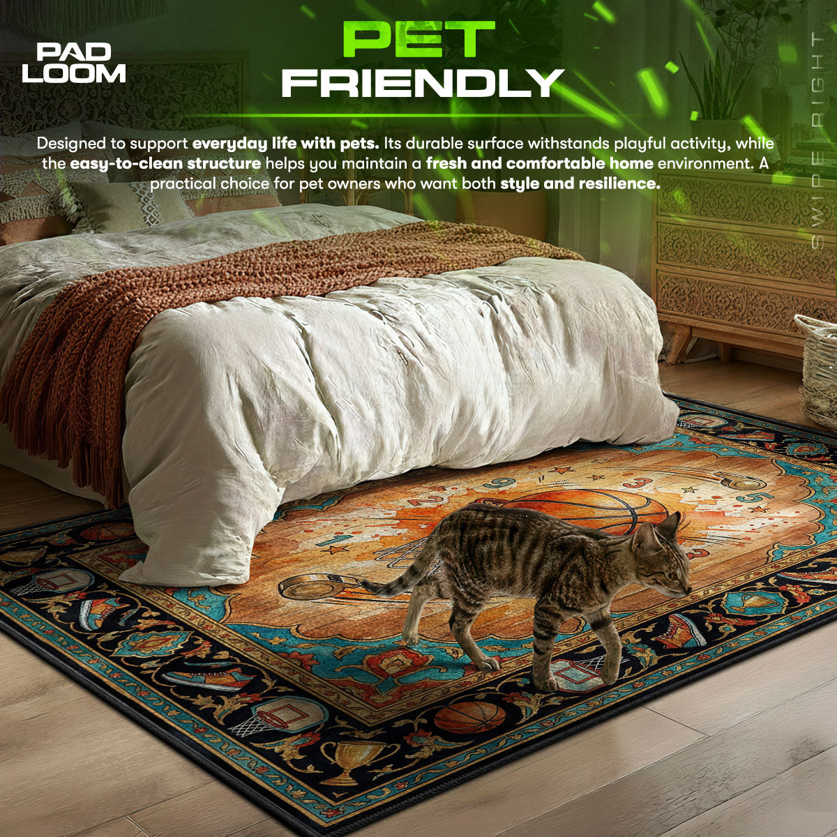 Basketball Slam Dunk Rug – Kids Sports Room Decor