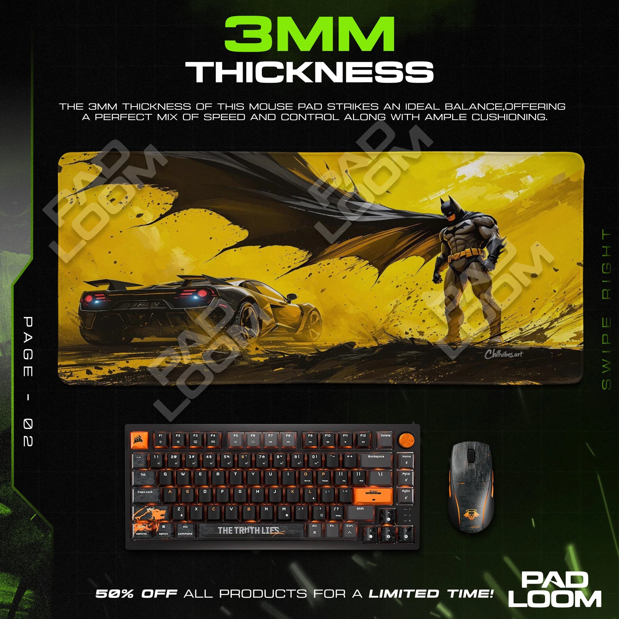 Batman Golden Pursuit Mouse Pad - DC Desk Mat