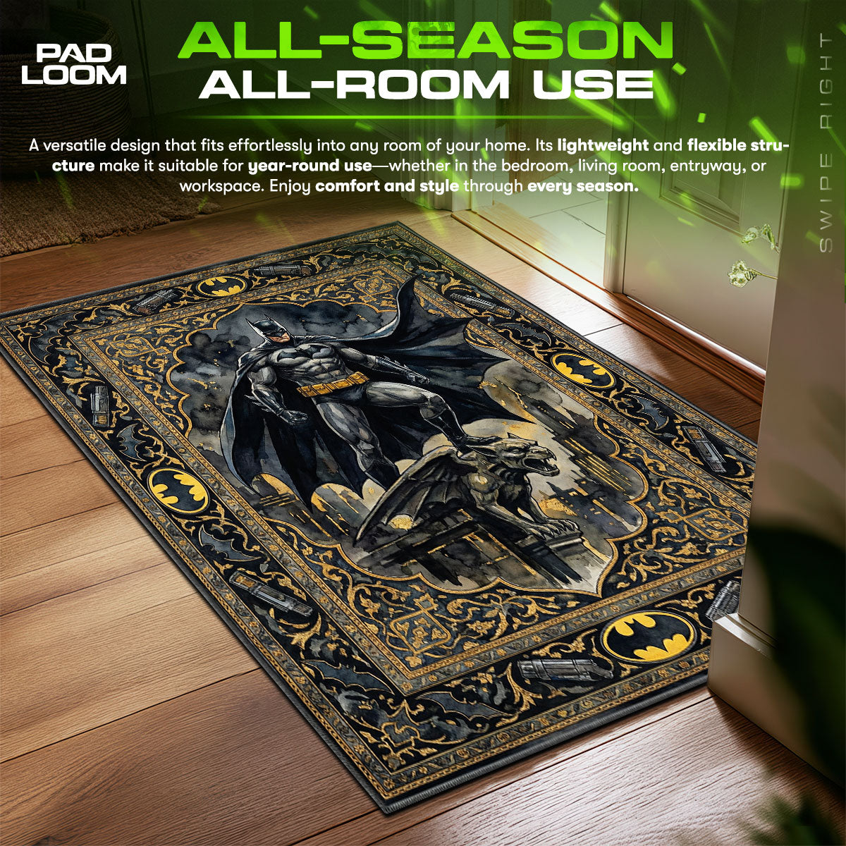 Batman Gotham Gargoyle Batman Room fan rug — premium quality print