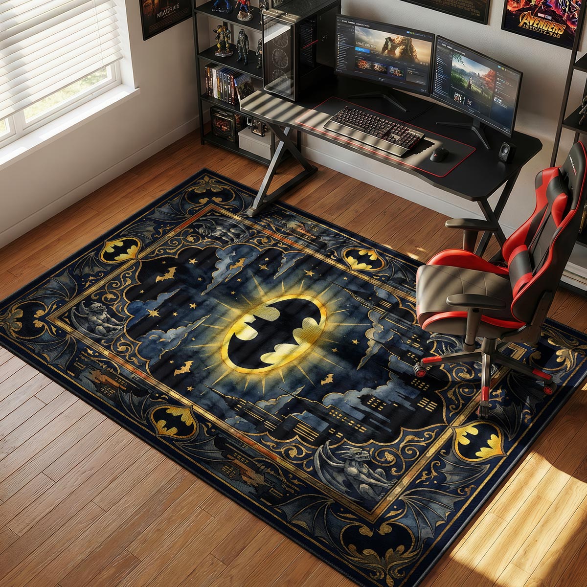 Batman Gotham Bat Signal Fan rug — main product view