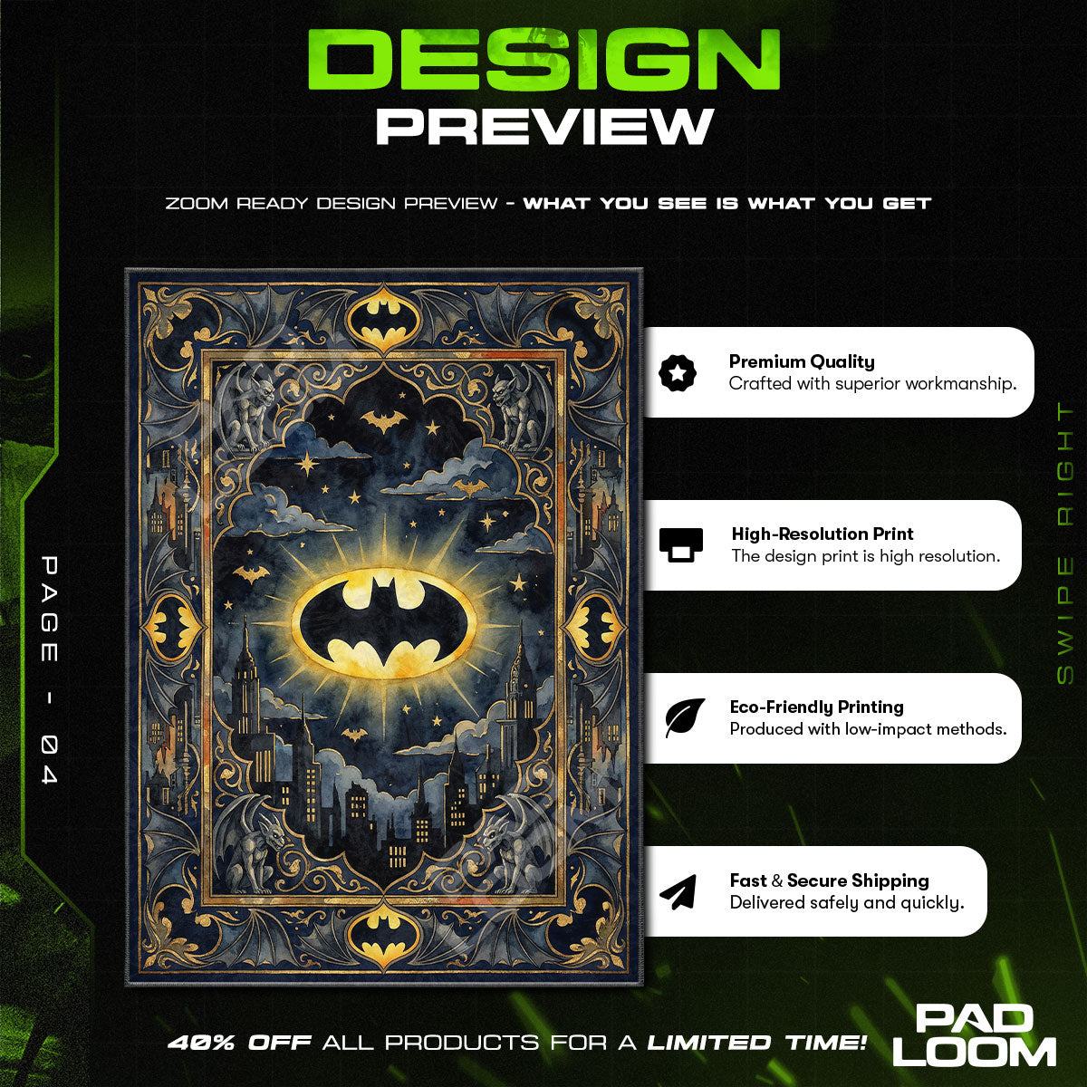 Fan character design printed on rug
