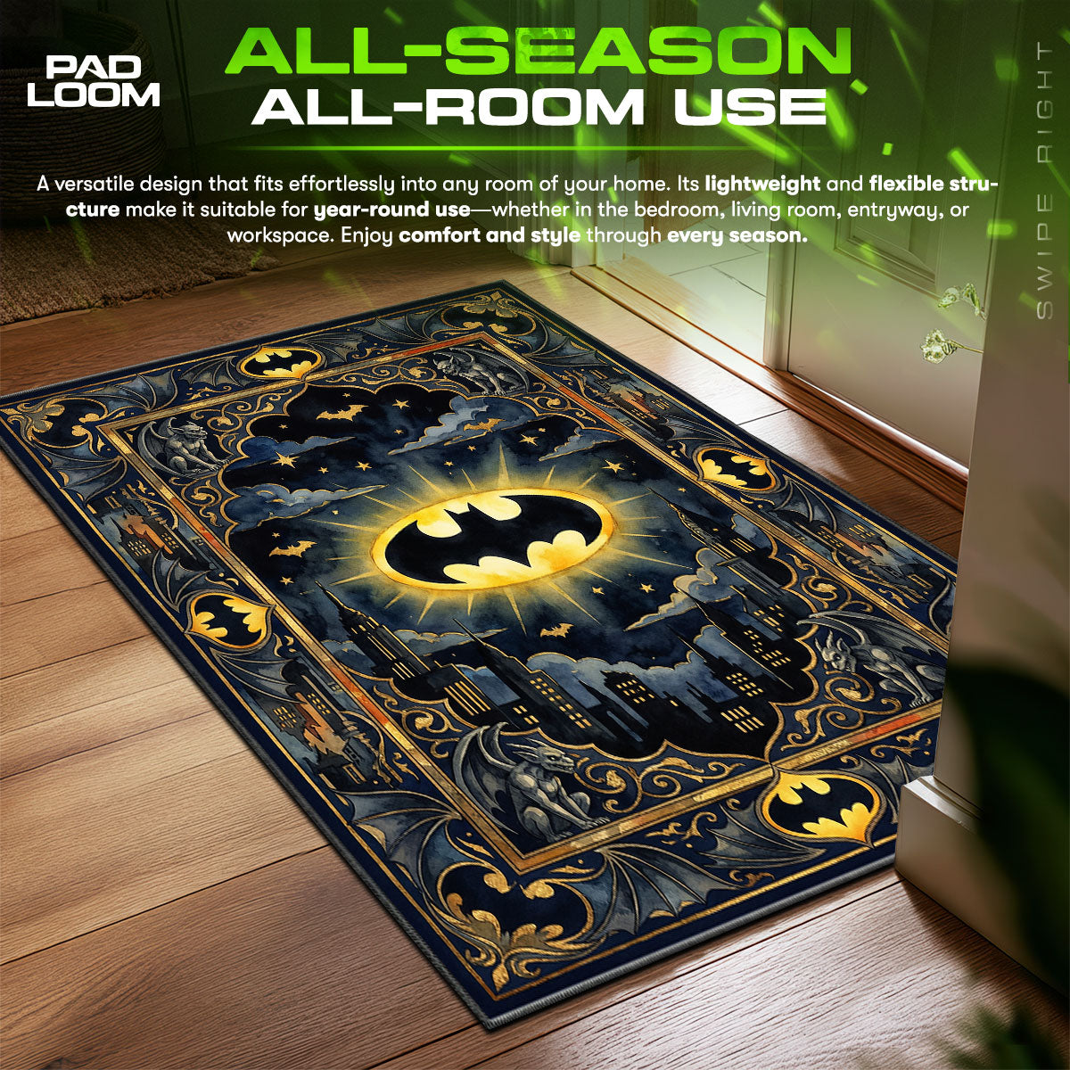 Batman Gotham Bat Signal Fan fan rug — premium quality print