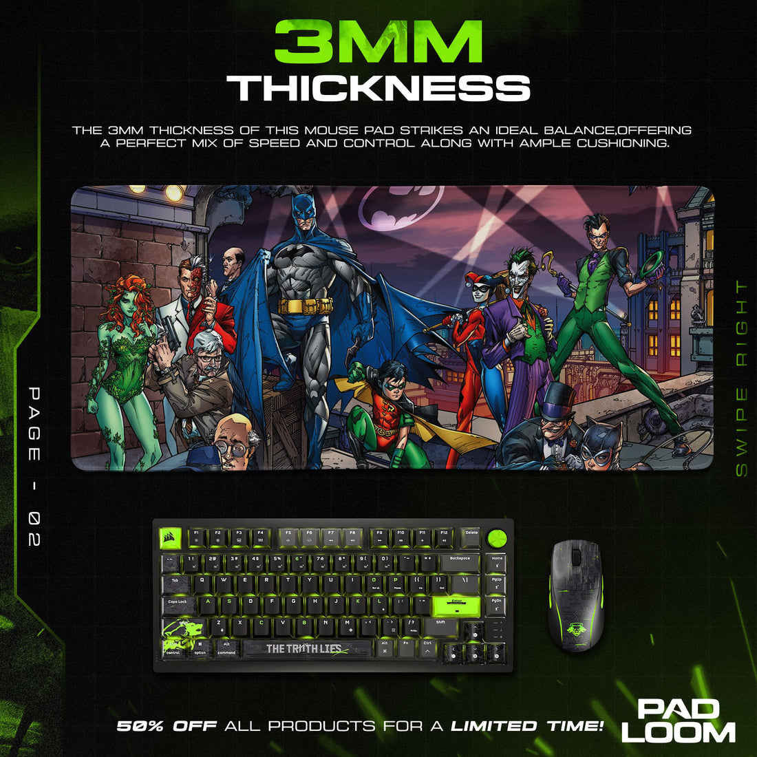 Batman Mouse Pad, Gotham Rogues Gallery Anime Desk Mat