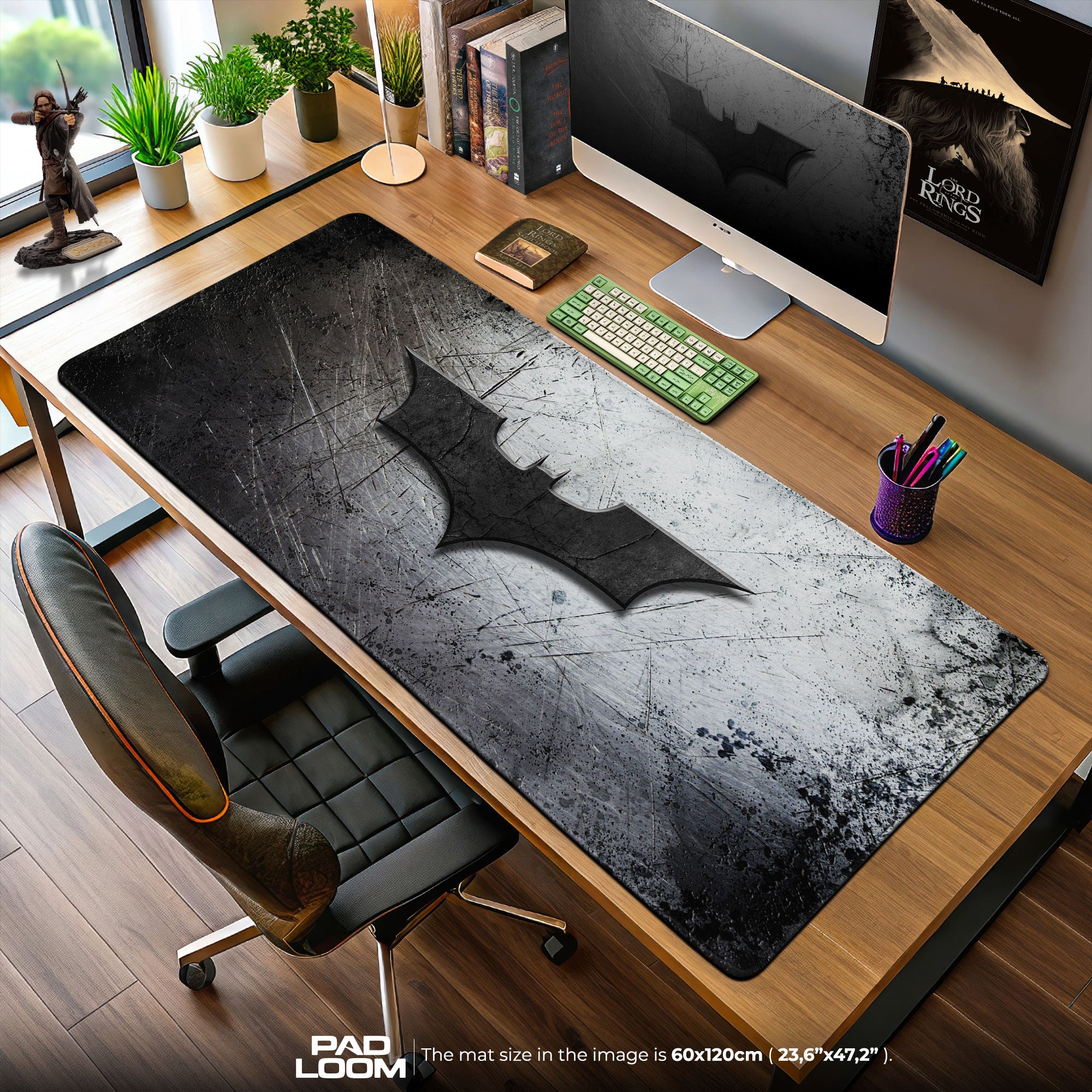 Batman Mouse Pad, Grunge Emblem Game Desk Mat