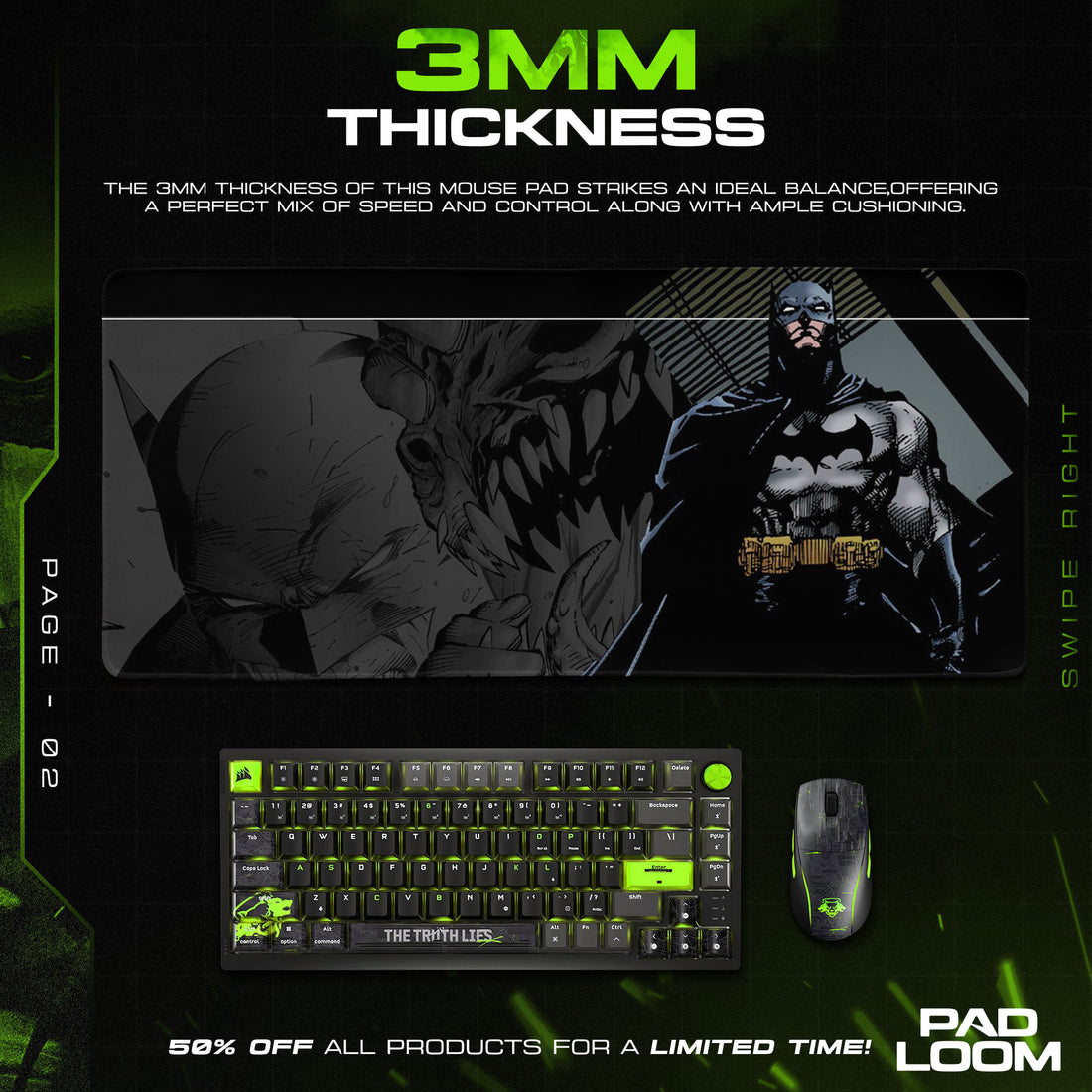 Batman Noir Armor Mouse Pad, DC Comics Hero Desk Mat