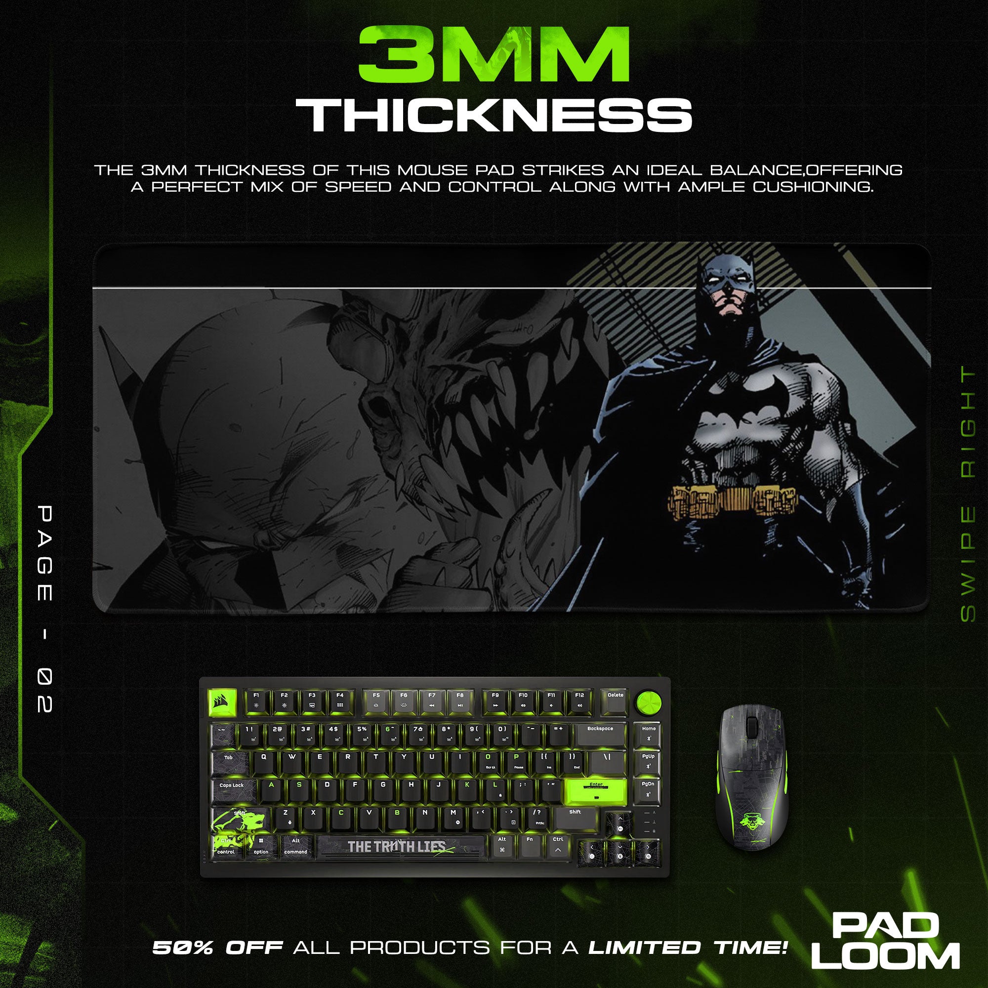 Batman Noir Armor Mouse Pad, DC Comics Hero Desk Mat