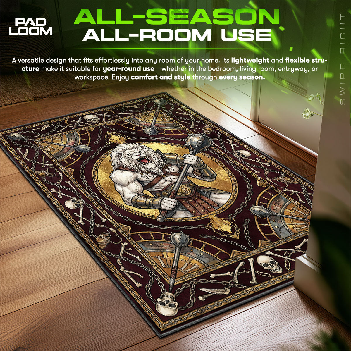 Battle Beast Gladiator Invincible Room fan rug — premium quality print