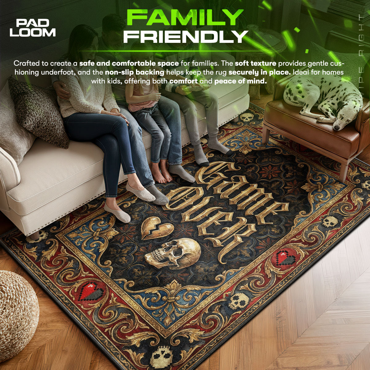 Area character design printed on rug