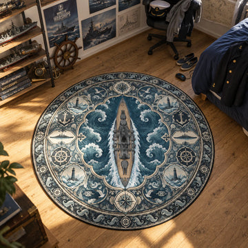 Battleship Wave Round Rug - World of Warships Chair Mat