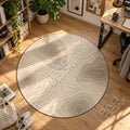Topografie Taupe runder Teppich im Wohnraum - Boho-Teppich rund