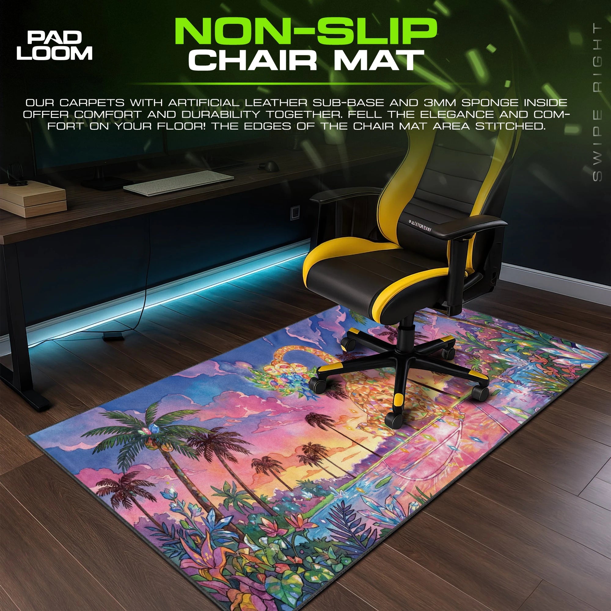 Bayleef Crystal Sunset – stitched-edge, non-slip mouse pad detail