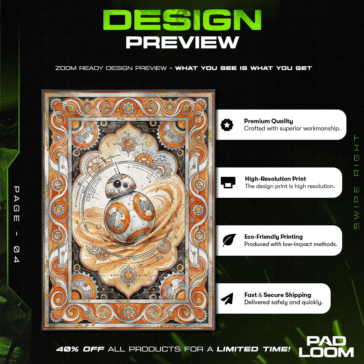 Room character design printed on rug