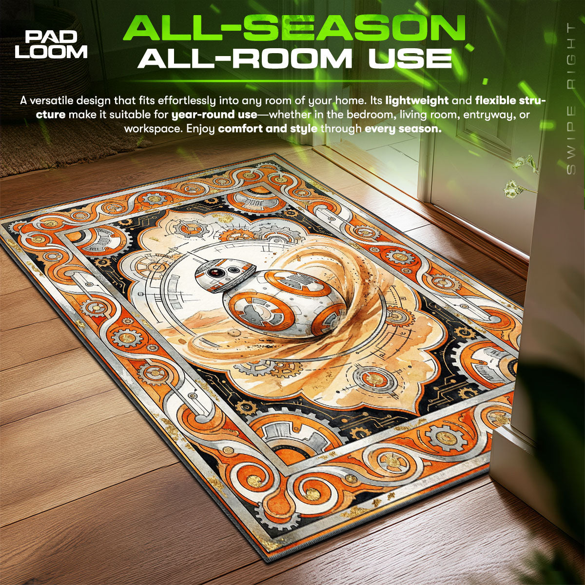 BB Steampunk Gear Star Wars Room fan rug — premium quality print